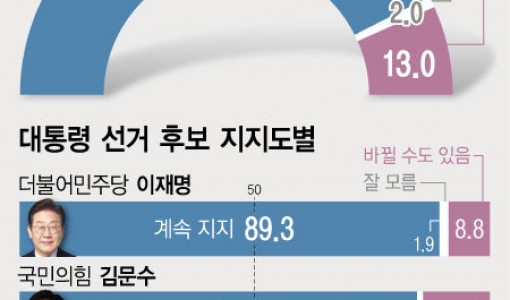 '지지 후보 안 바꿀 것' 84.9%…'바뀔 수도' 13.0%[에이스리서치]