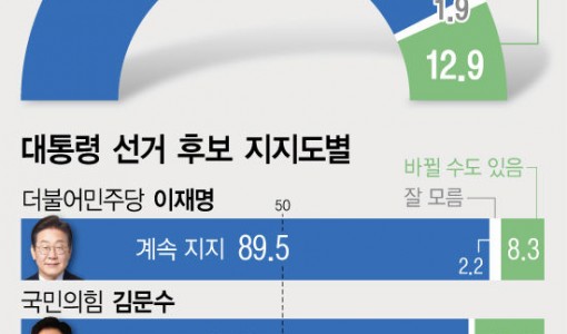 '지지 후보 안 바꿀 것' 85.2%…'바뀔 수도' 12.9%[에이스리서치]